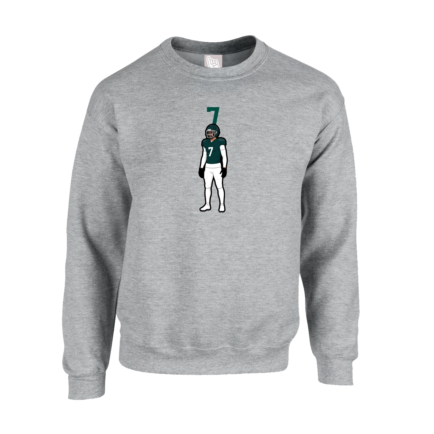 Fleece Crew — Number Top in Grey