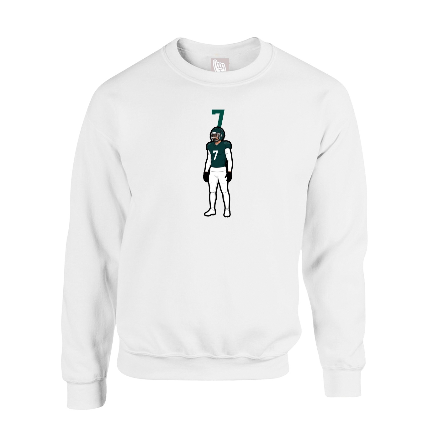 Fleece Crew — Number Top in White