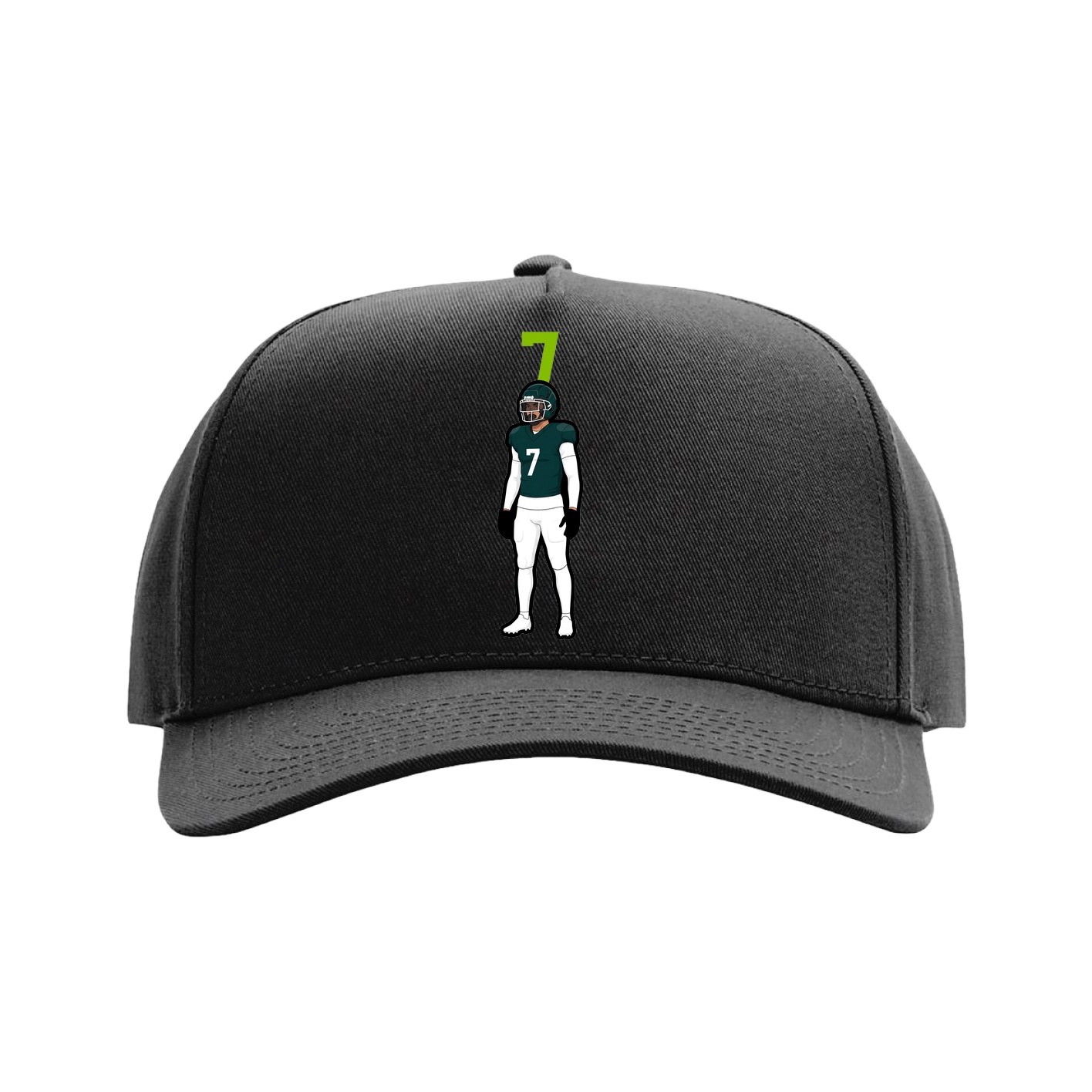 Full Fabric Five-Panel Champ Cap — Number Top in Black
