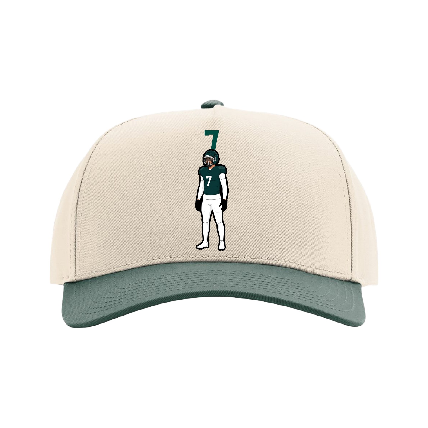 Full Fabric Five-Panel Champ Cap — Number Top in Cream/Green