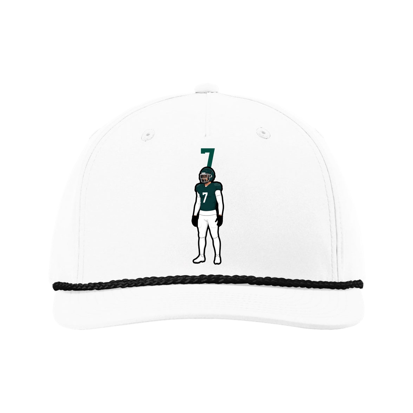 Five-Panel Classic Rope Cap — Number Top in White