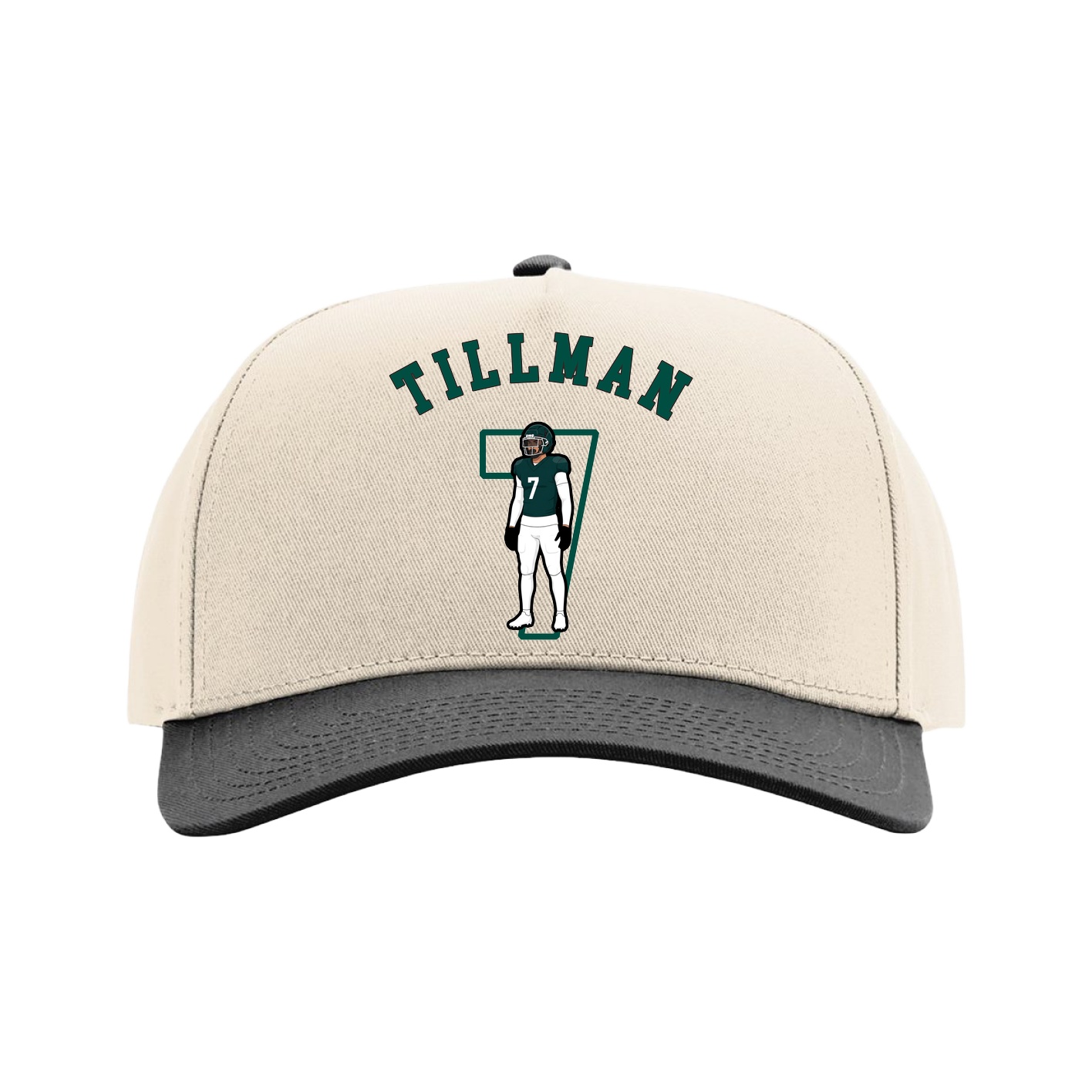 Full Fabric Five-Panel Champ Cap — Shirsey Arch in Cream/Black