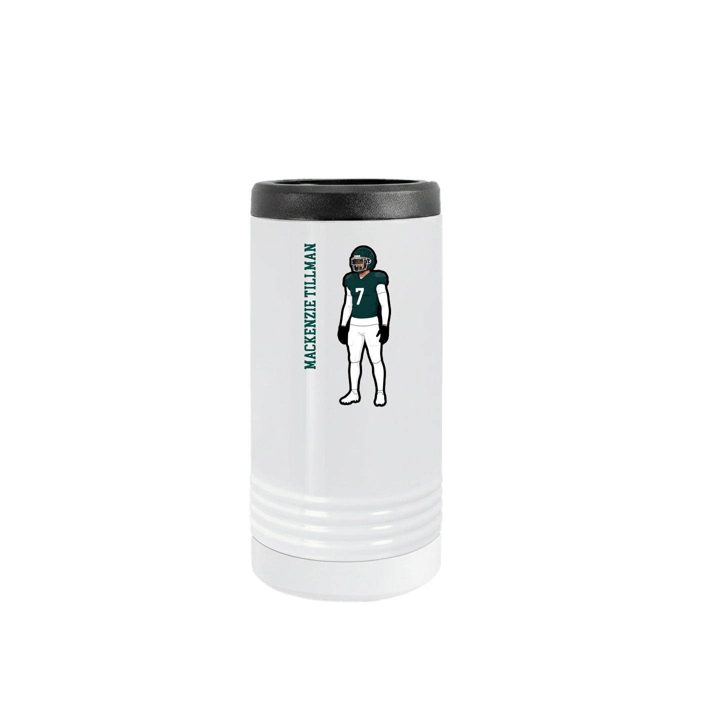 Slim Beverage Holder — Name Vertical in White