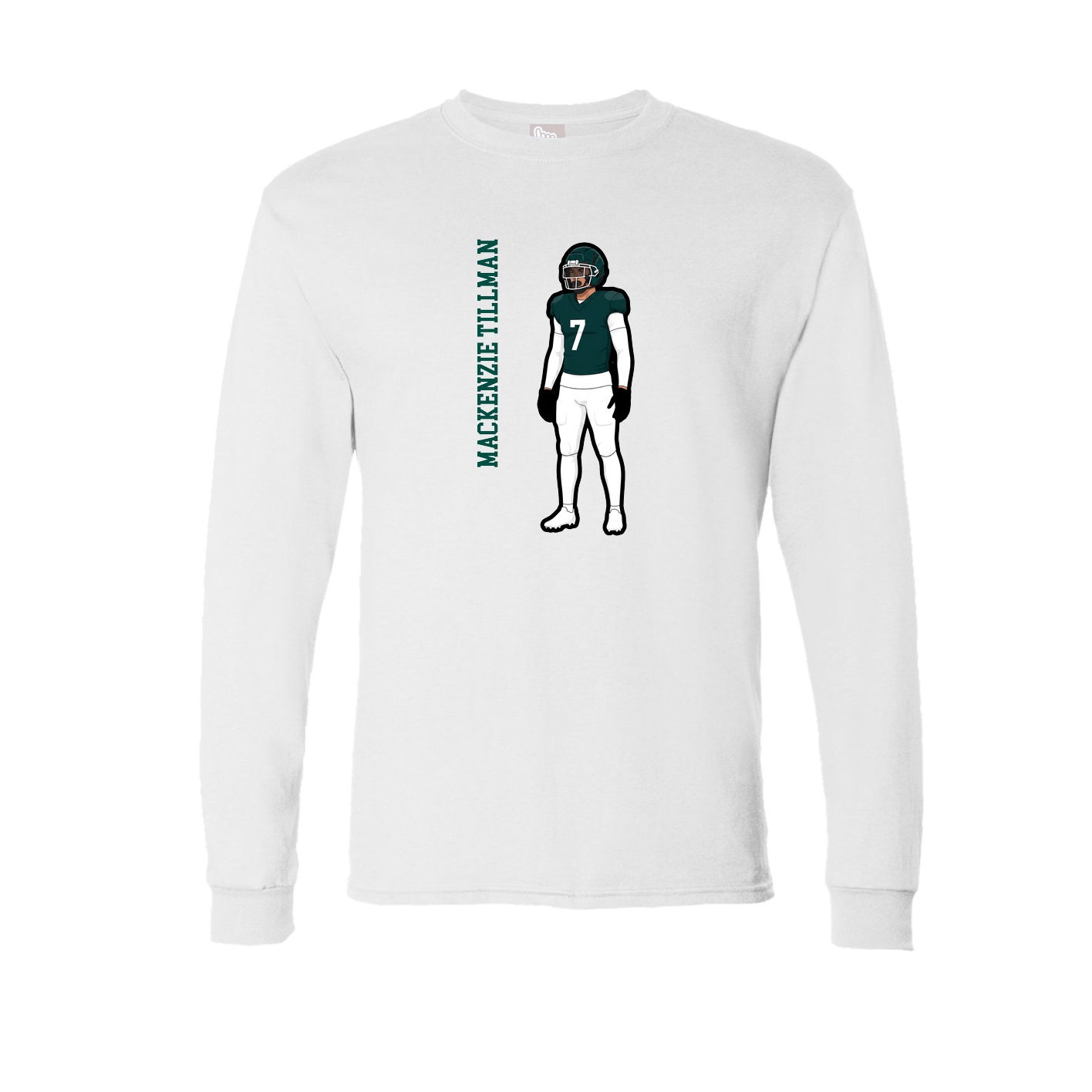 Long Sleeve Tee — Name Vertical in White