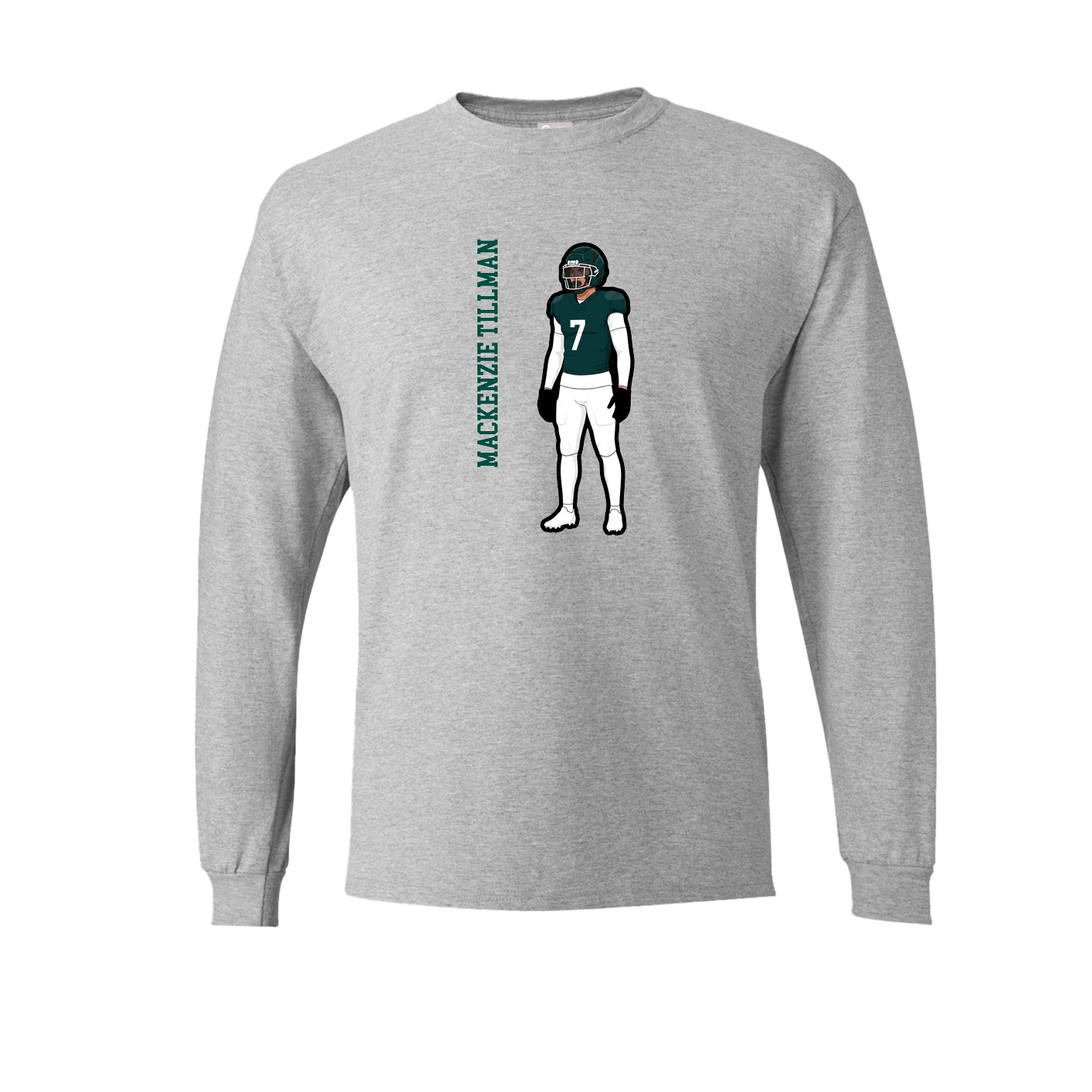 Long Sleeve Tee — Name Vertical in Grey
