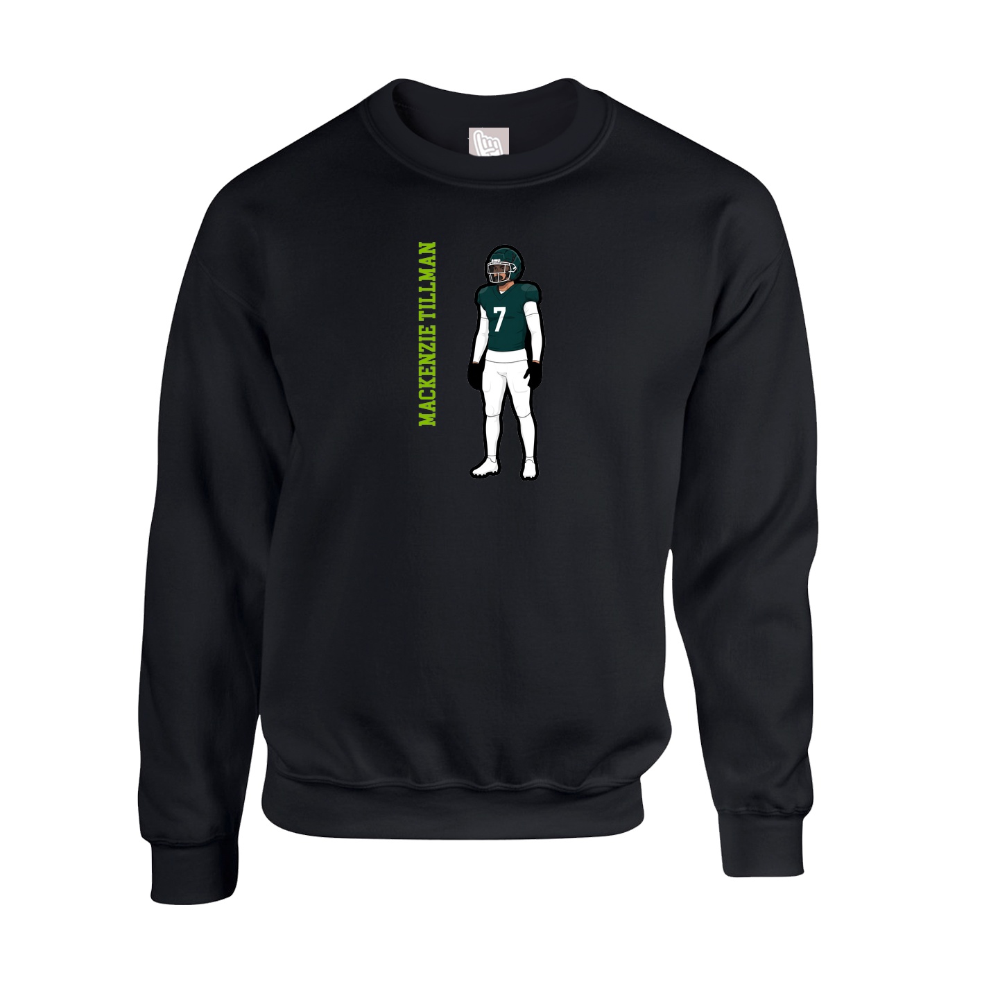 Fleece Crew — Name Vertical in Black