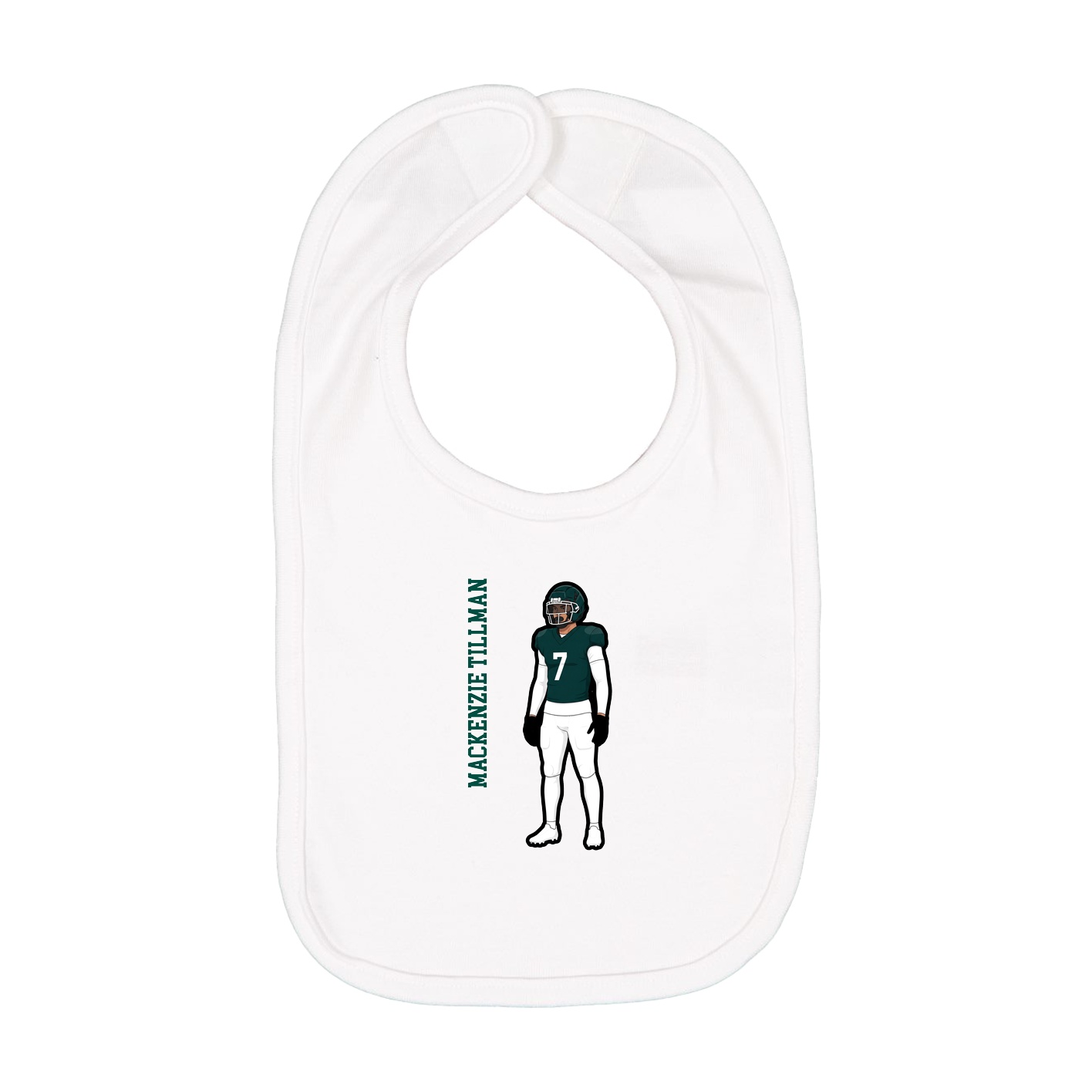 Infant Bib — Name Vertical in White