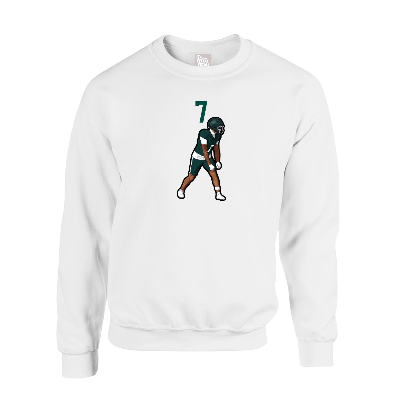 Fleece Crew — Number Top in White