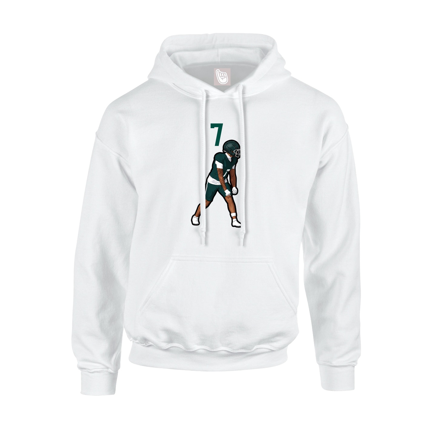 Youth Hoodie — Number Top in White
