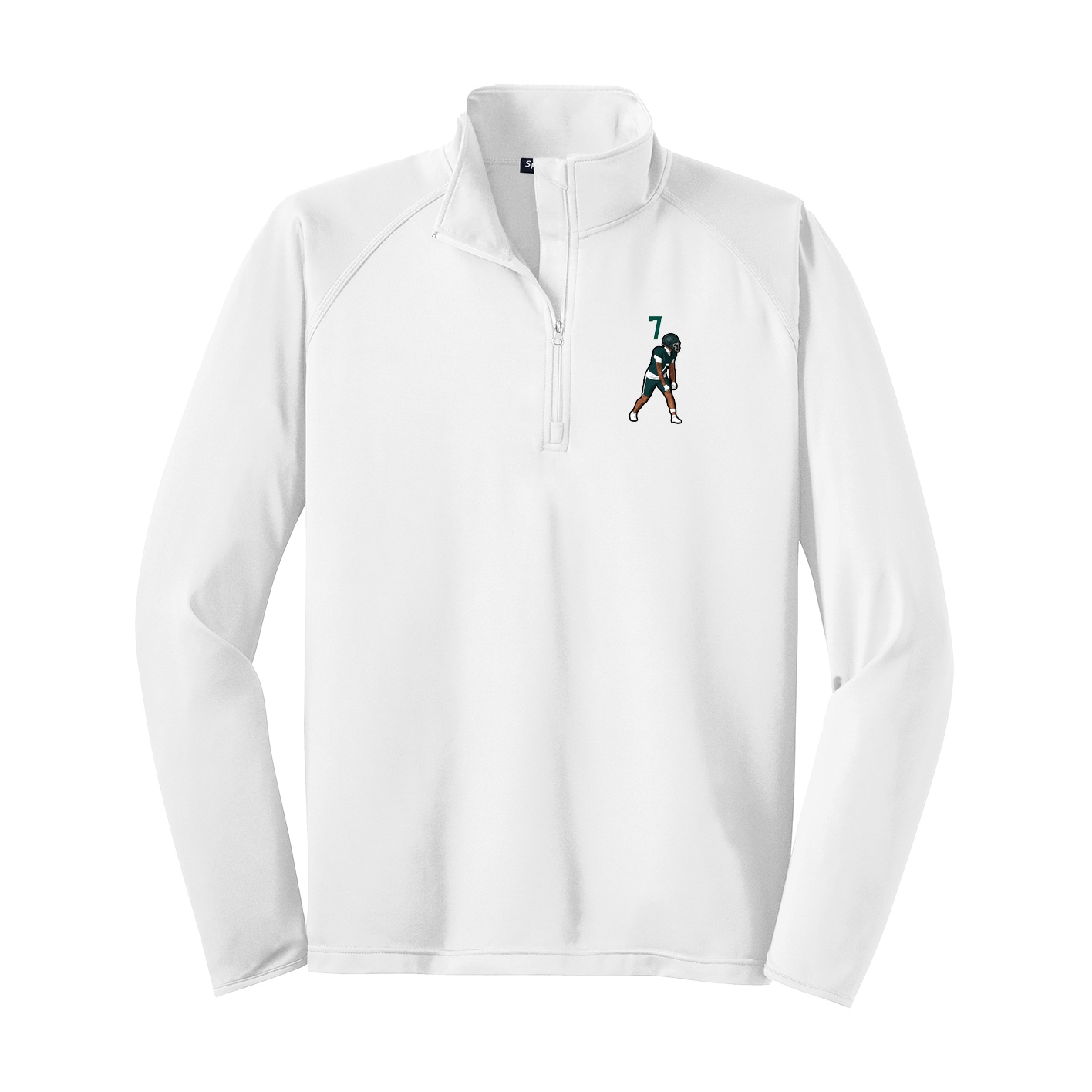 Q-Zip Pullover — Number Top in White
