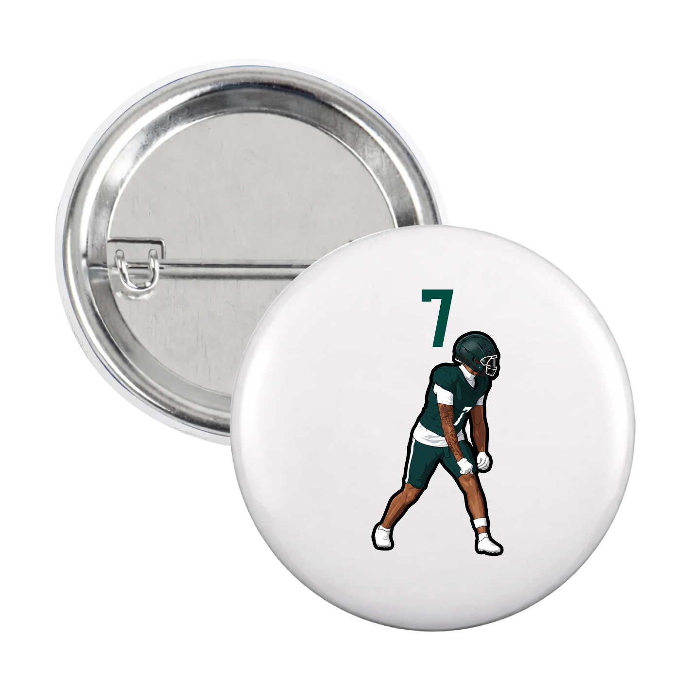 Game Day Button — Number Top in White