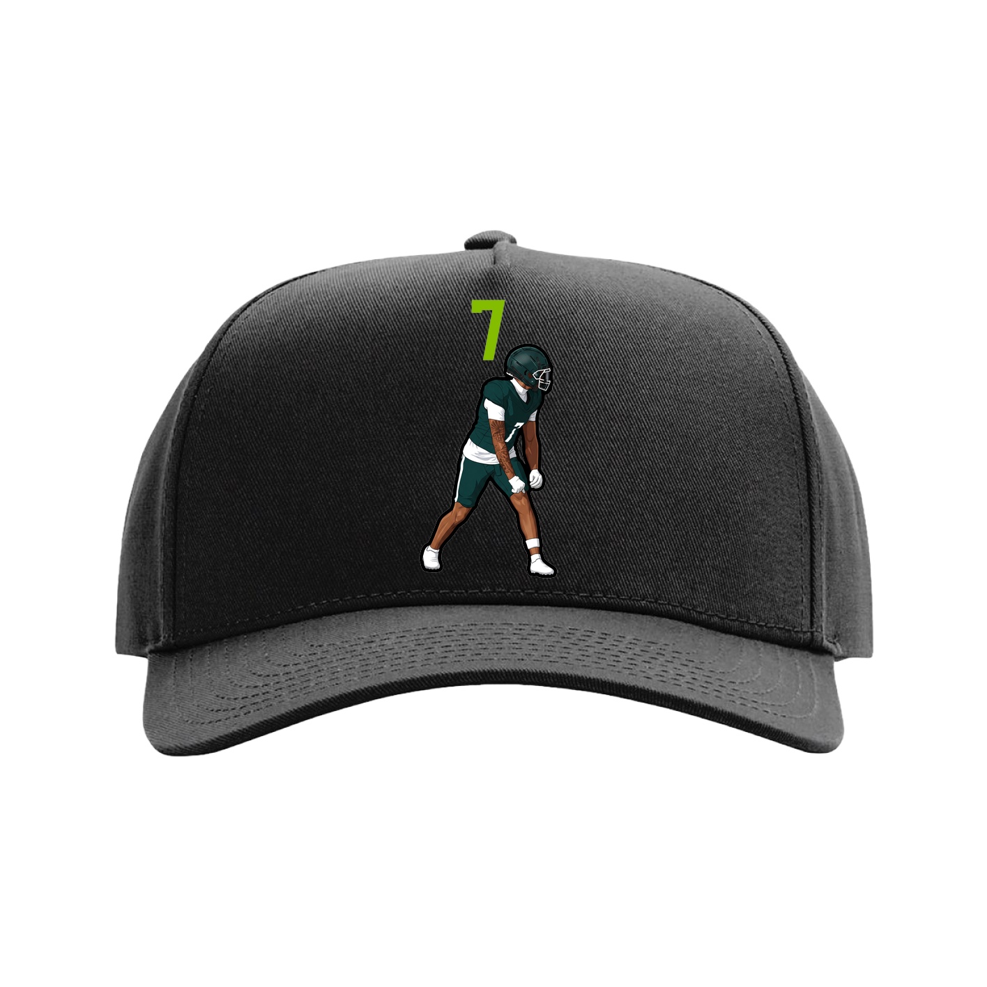 Full Fabric Five-Panel Champ Cap — Number Top in Black