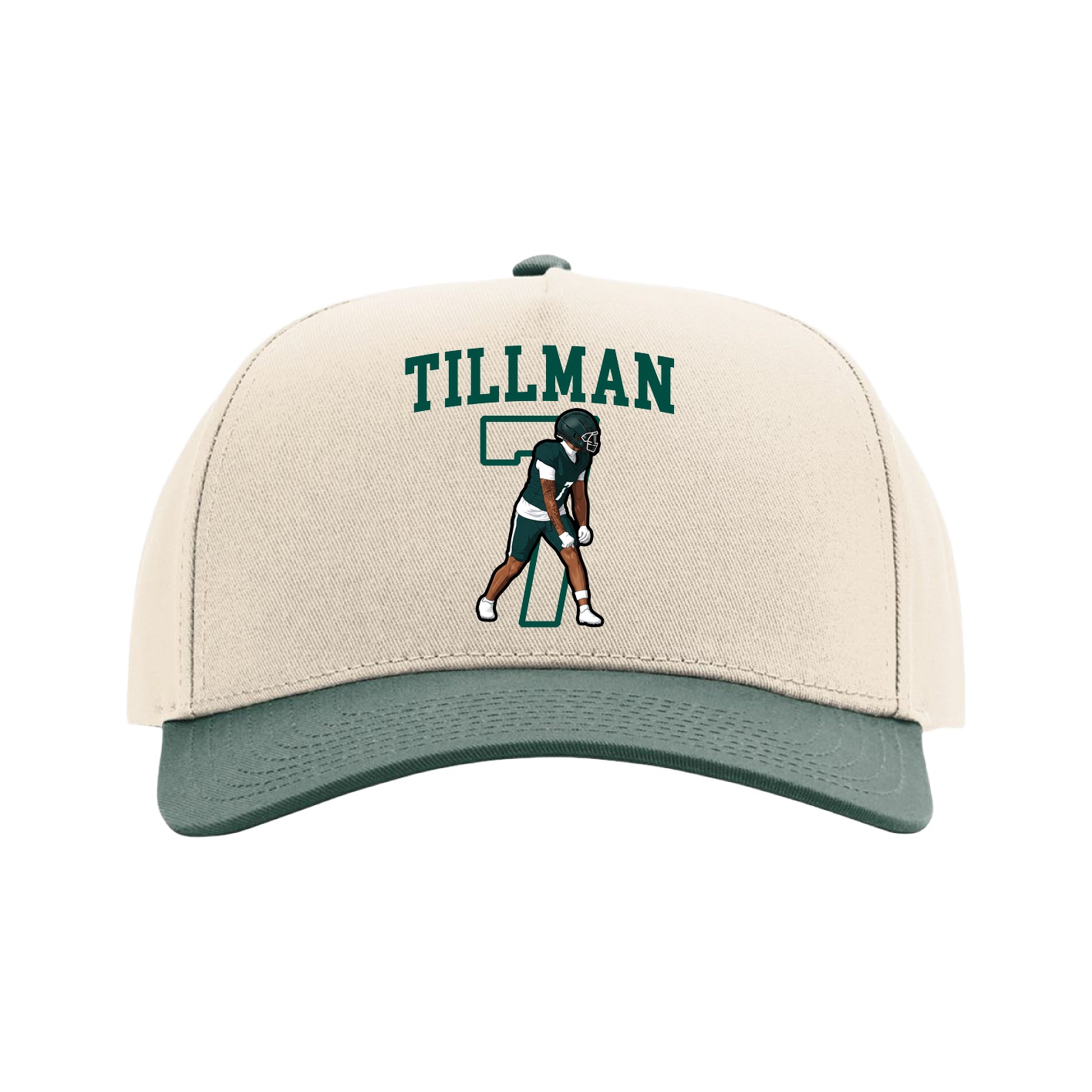 Full Fabric Five-Panel Champ Cap — Shirsey in Cream/Green
