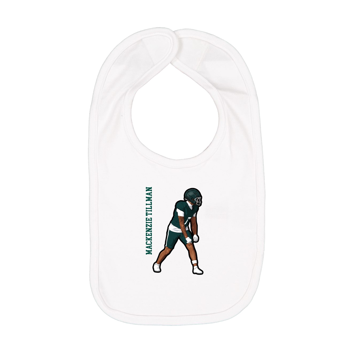 Infant Bib — Name Vertical in White