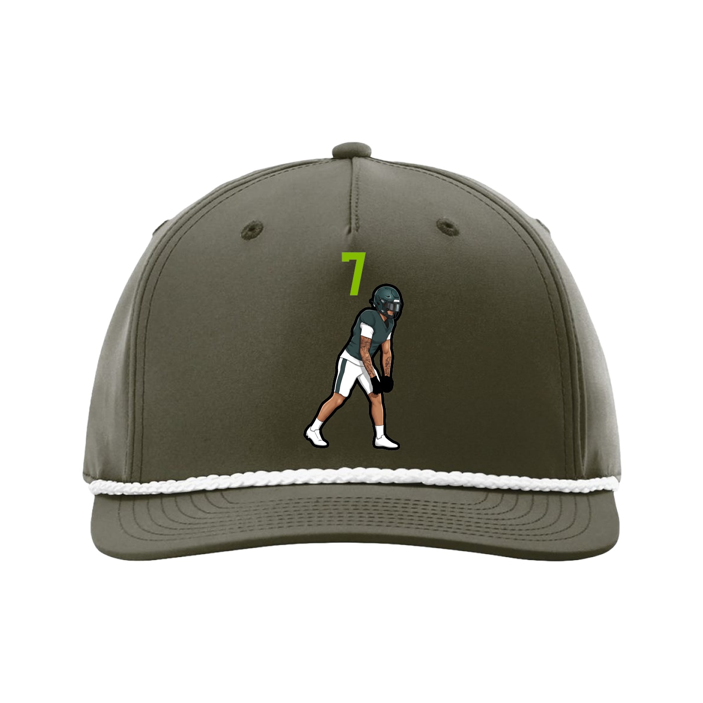 Five-Panel Classic Rope Cap — Number Top in Green
