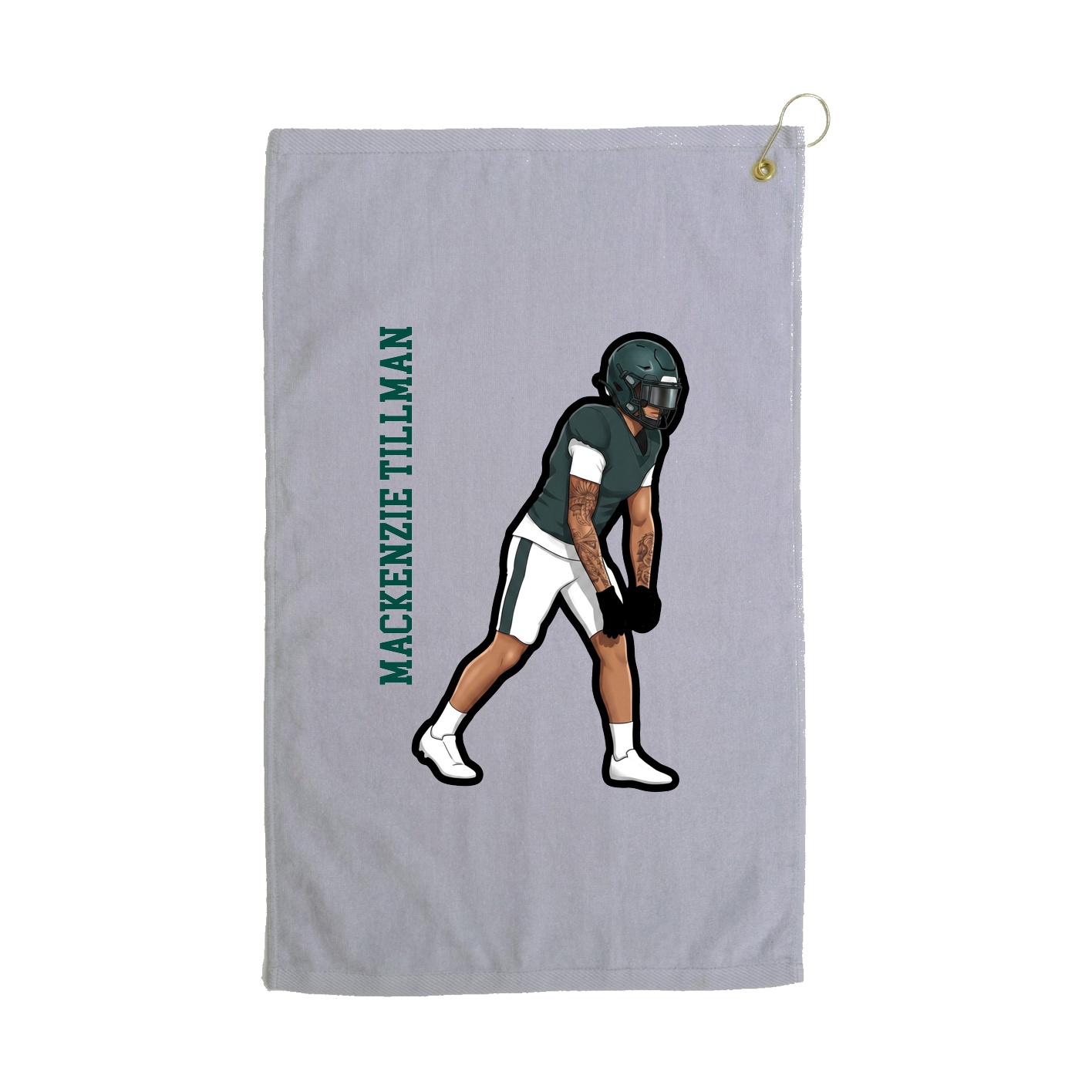 Golf Towel — Name Vertical in Grey