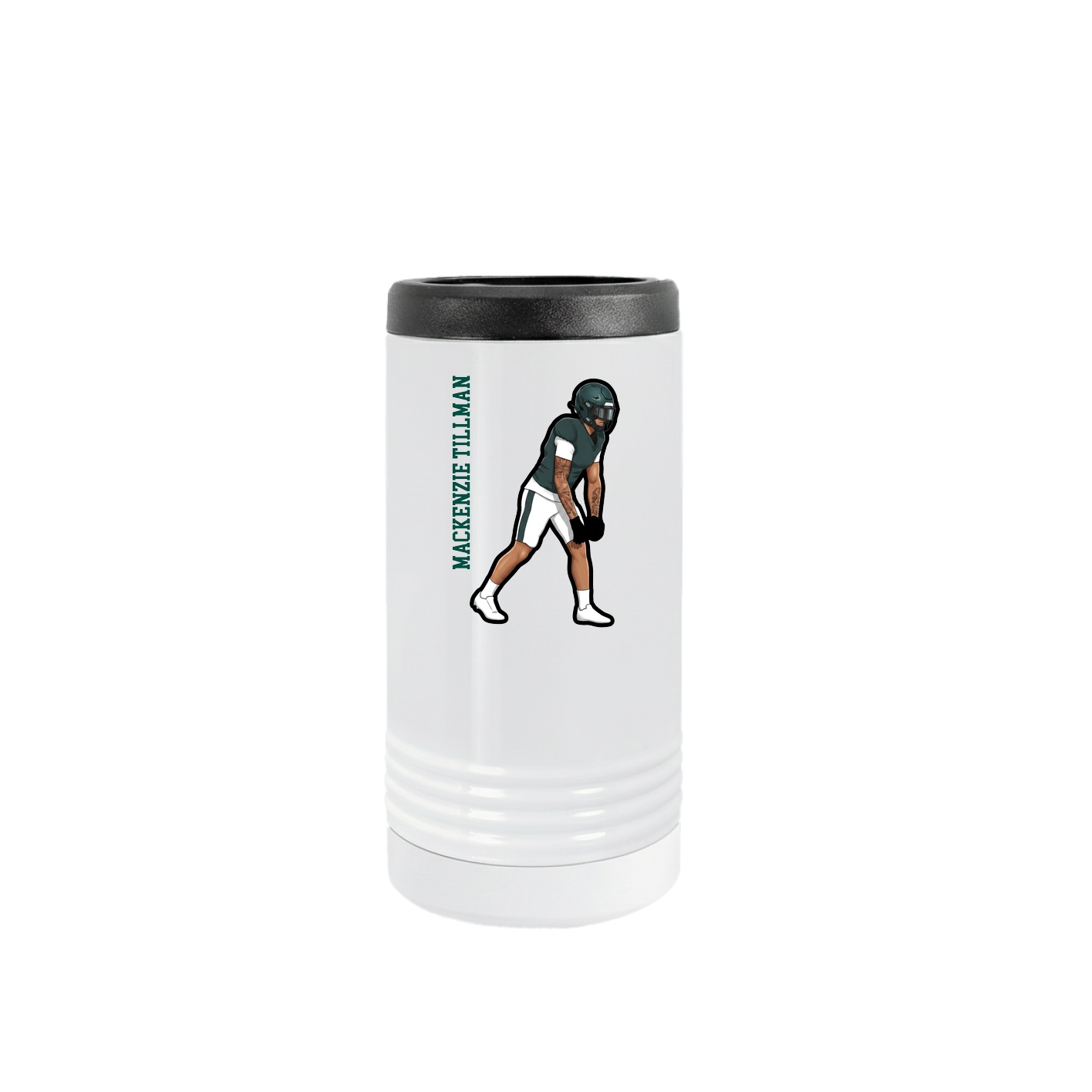 Slim Beverage Holder — Name Vertical in White