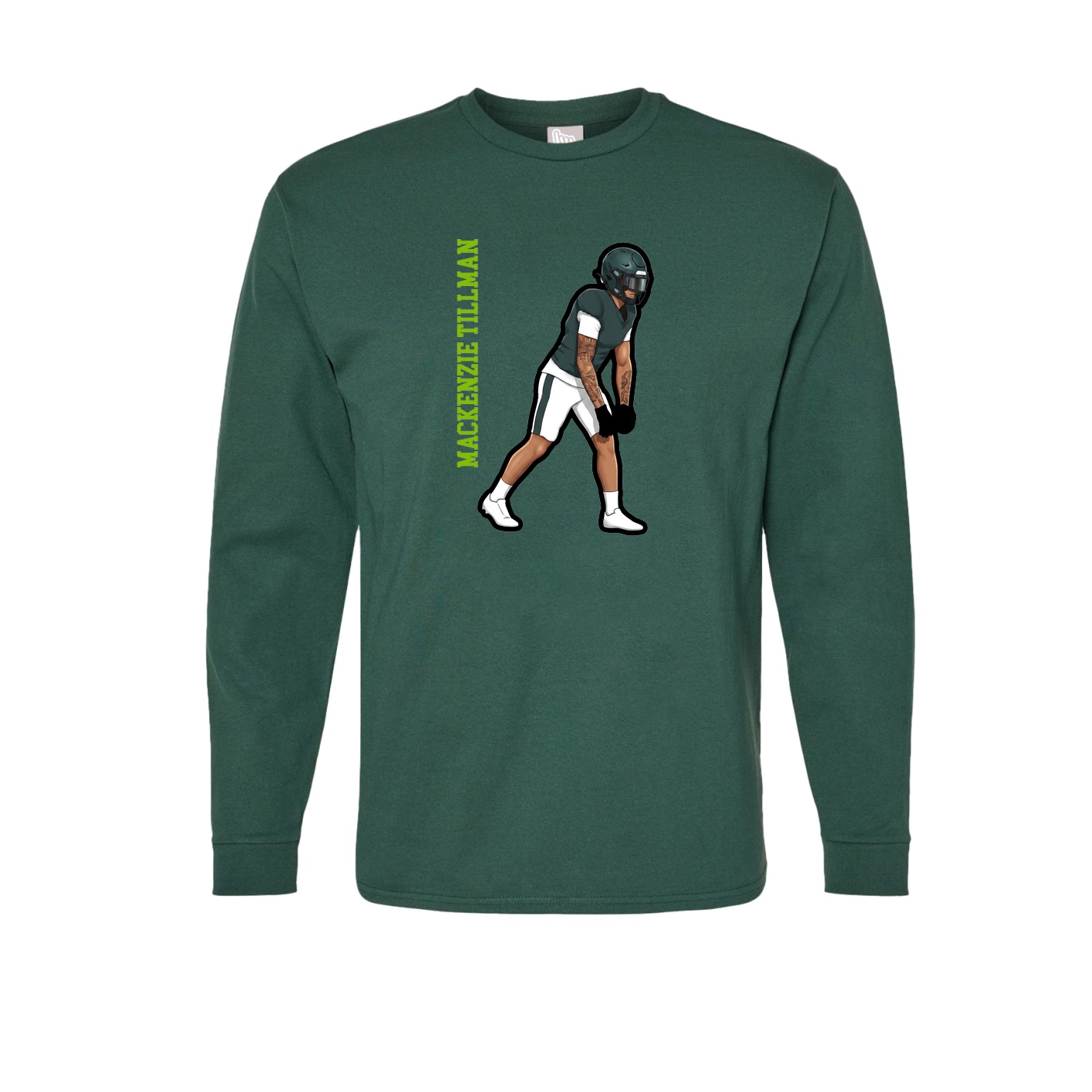 Long Sleeve Tee — Name Vertical in Green