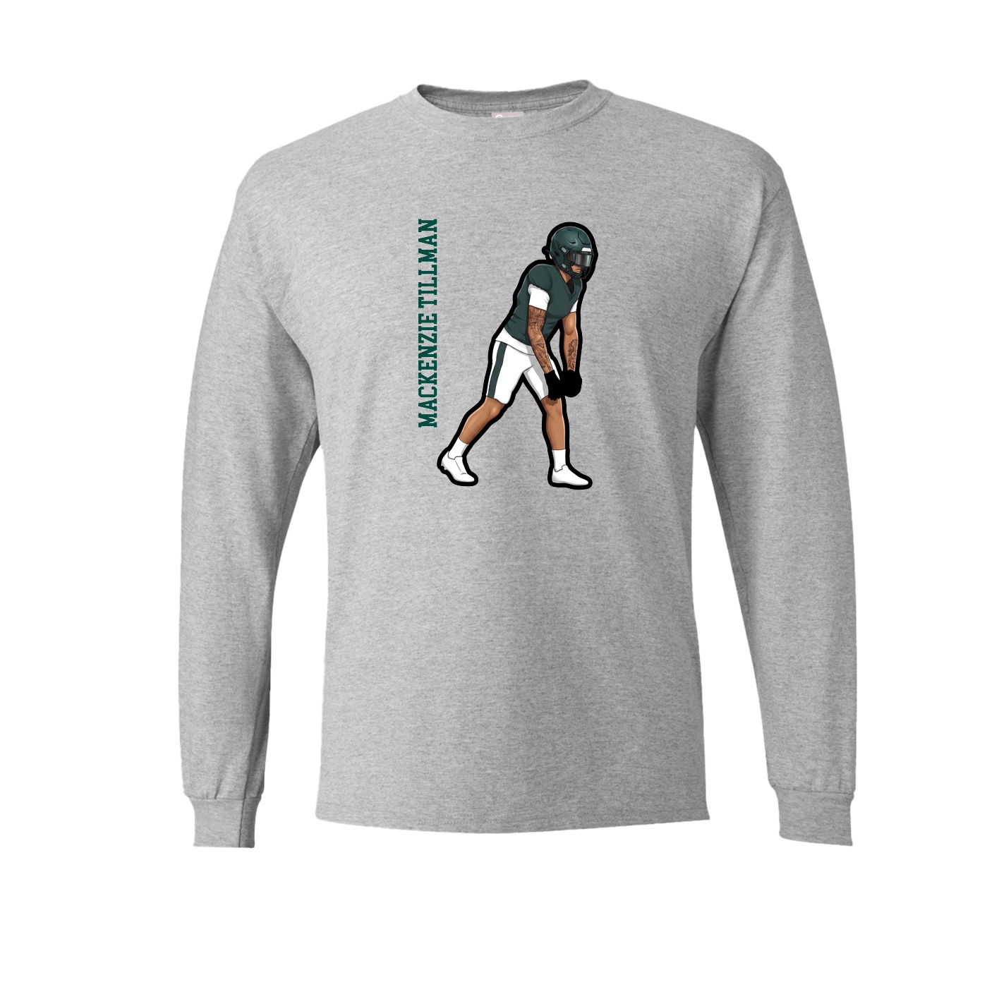 Long Sleeve Tee — Name Vertical in Grey