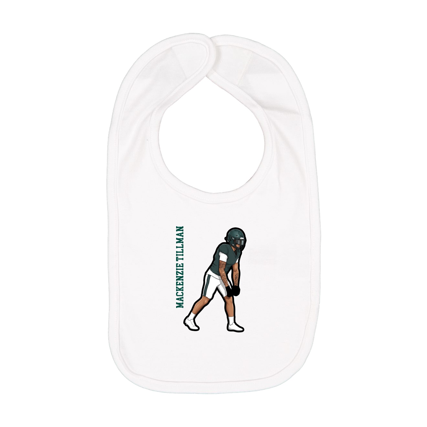 Infant Bib — Name Vertical in White