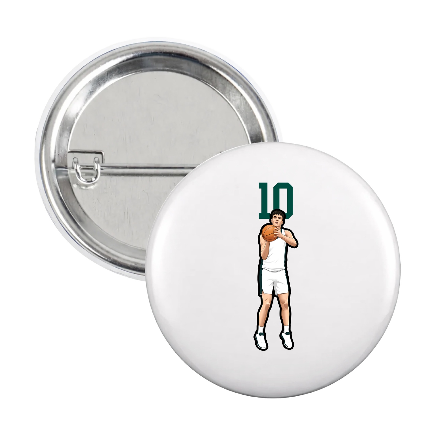 Game Day Button — Number Top in White