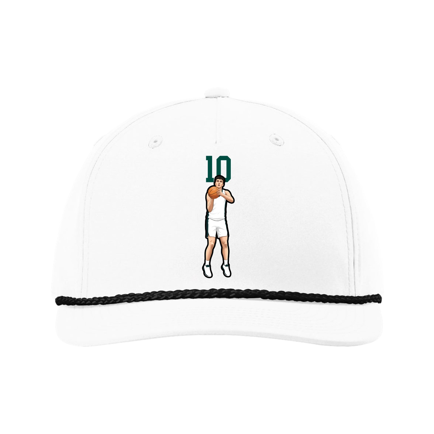 Five-Panel Classic Rope Cap — Number Top in White