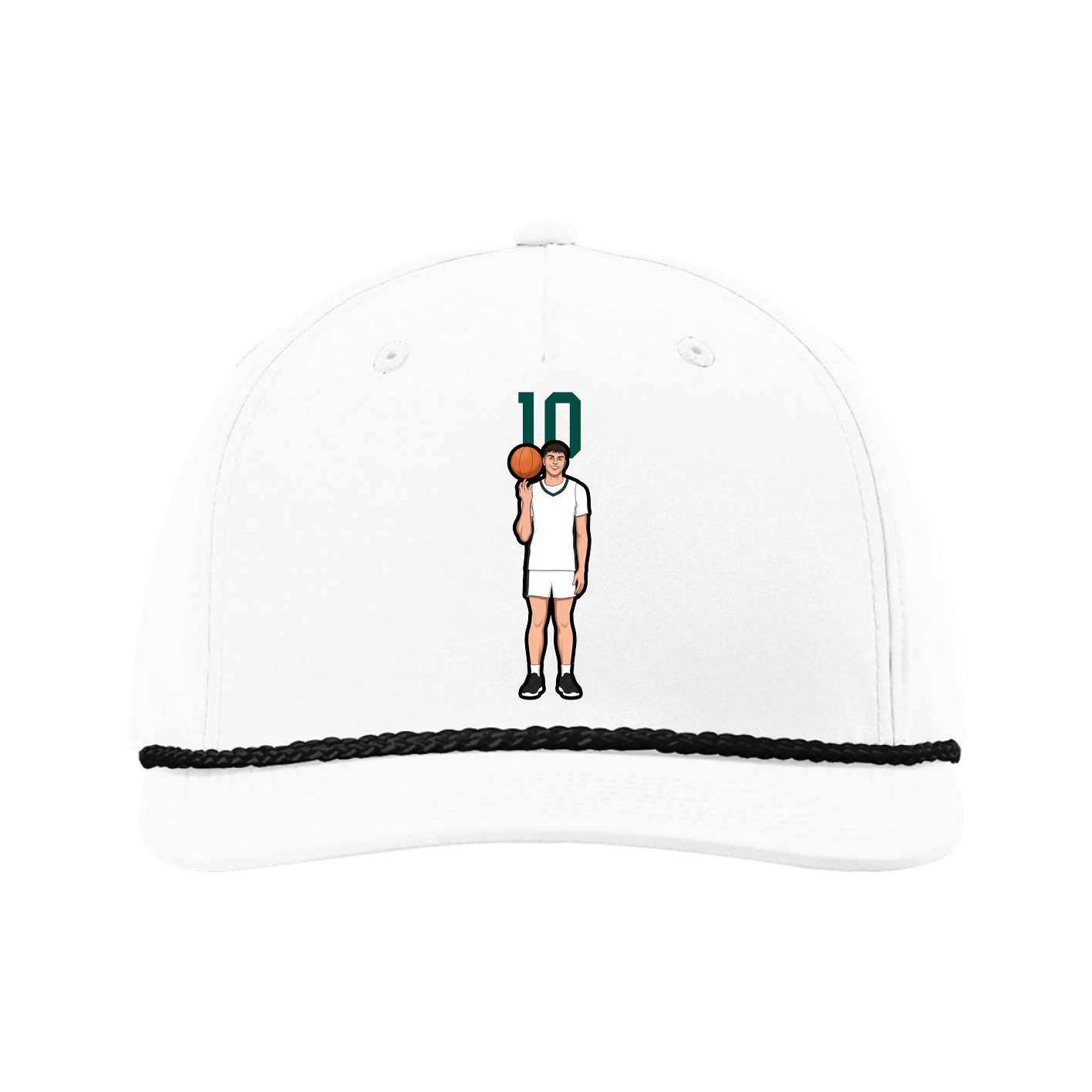 Five-Panel Classic Rope Cap — Number Top in White