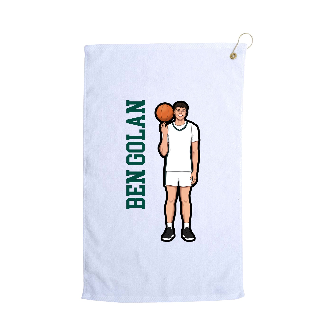Golf Towel — Name Vertical in White