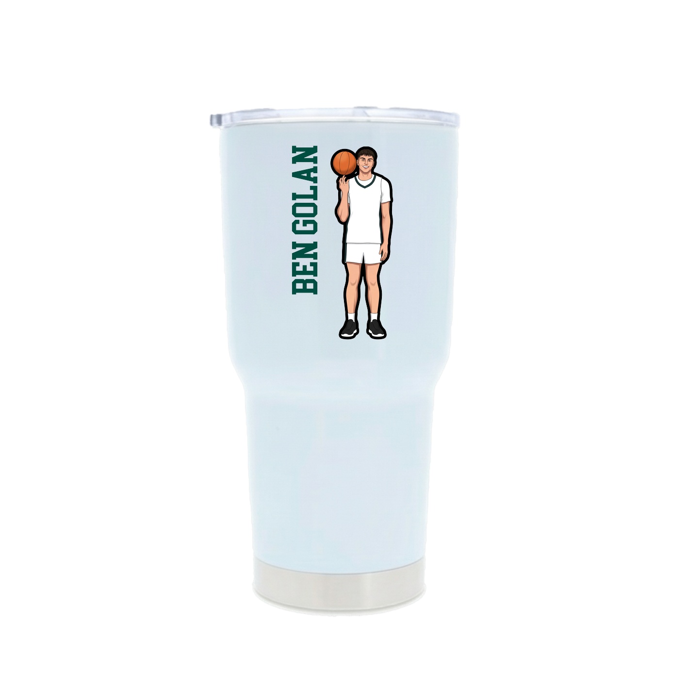 30oz Stainless Steel Tumbler — Name Vertical in White