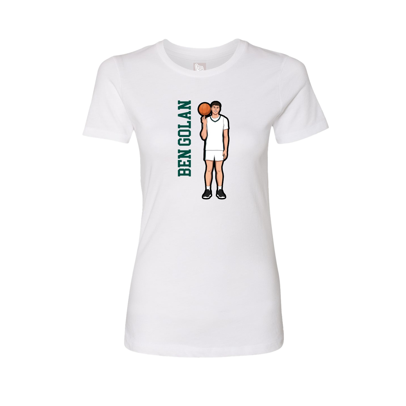 Fitted Women's Tee — Name Vertical in White