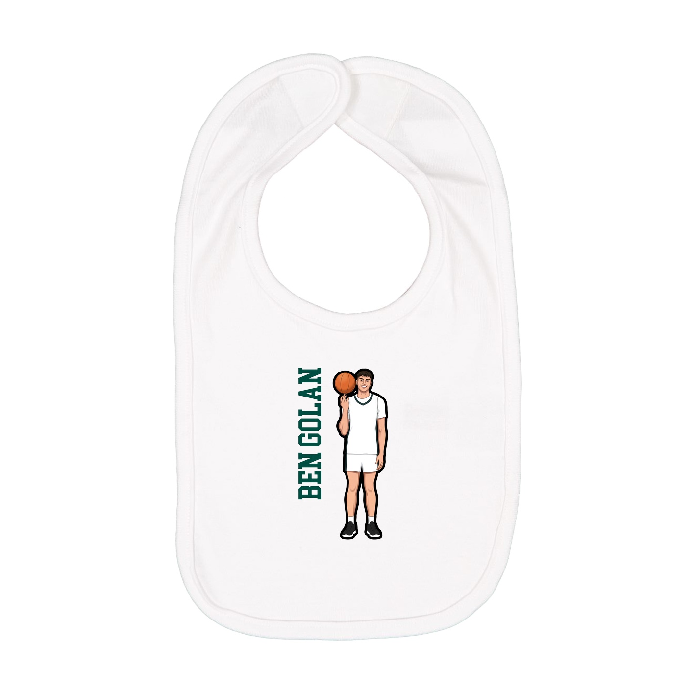 Infant Bib — Name Vertical in White
