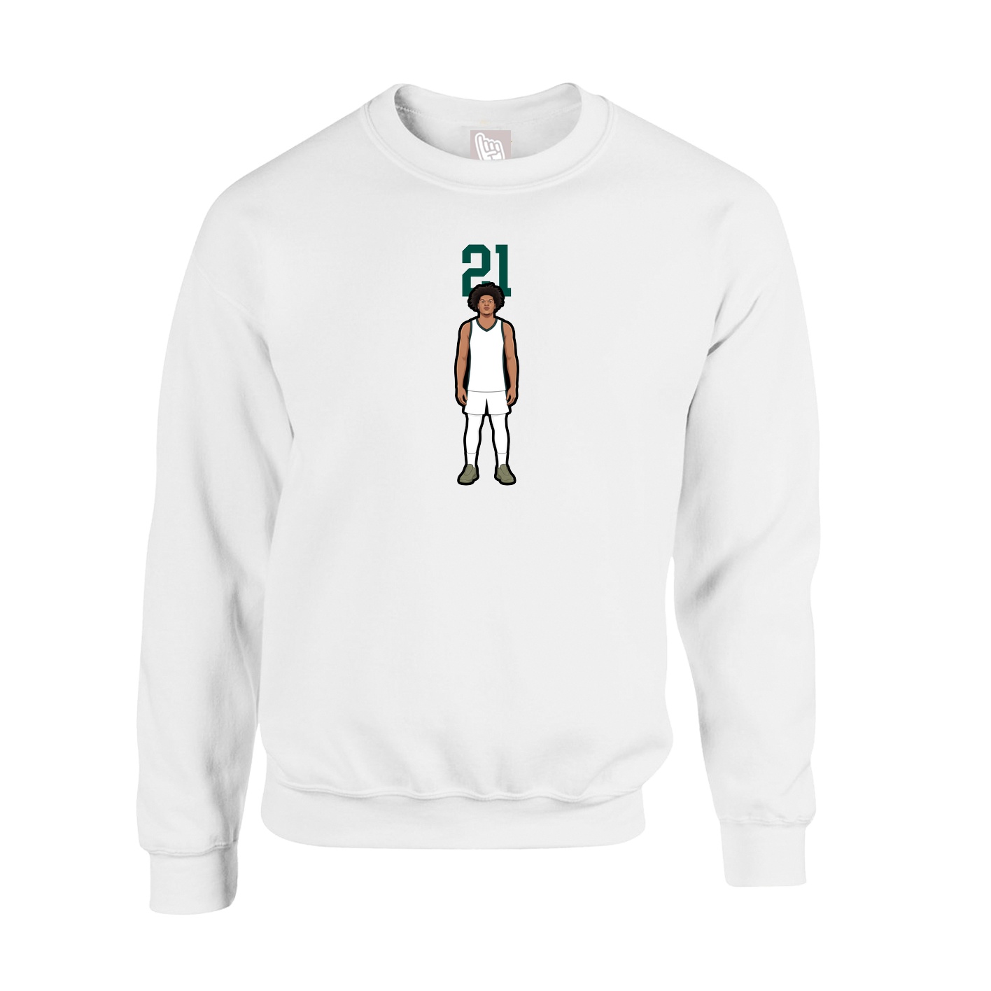 Fleece Crew — Number Top in White