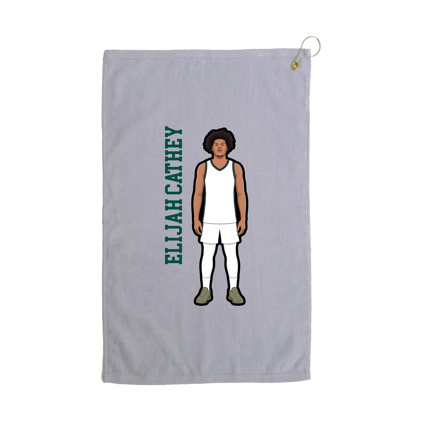 Golf Towel — Name Vertical in Grey