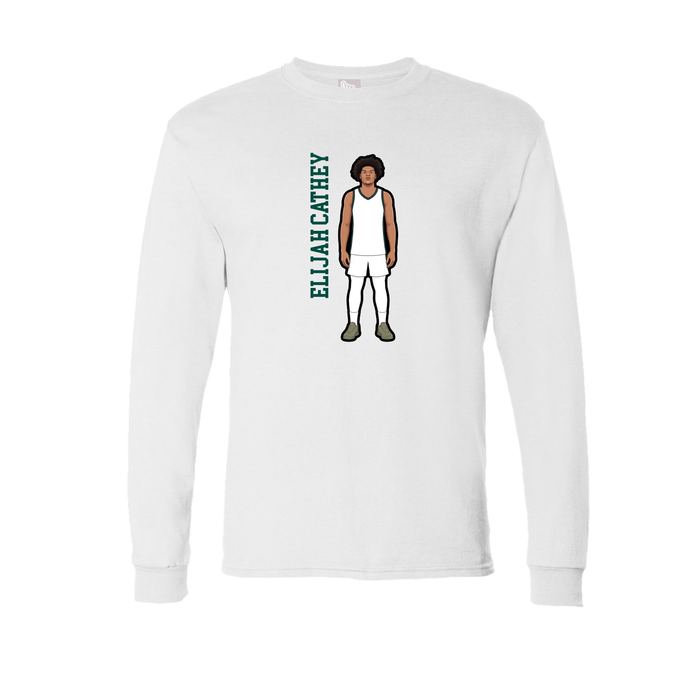 Long Sleeve Tee — Name Vertical in White