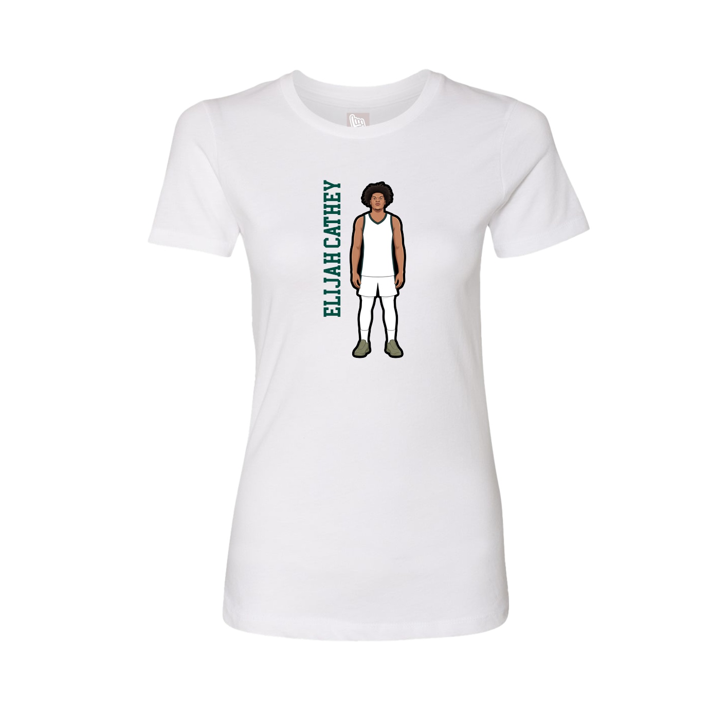 Fitted Women's Tee — Name Vertical in White