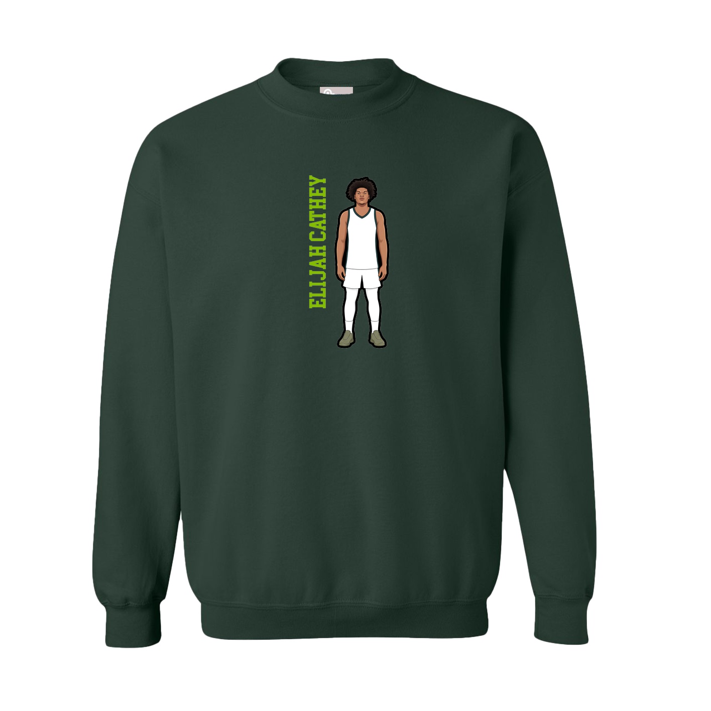 Fleece Crew — Name Vertical in Green