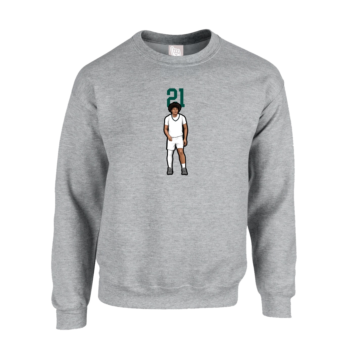 Fleece Crew — Number Top in Grey