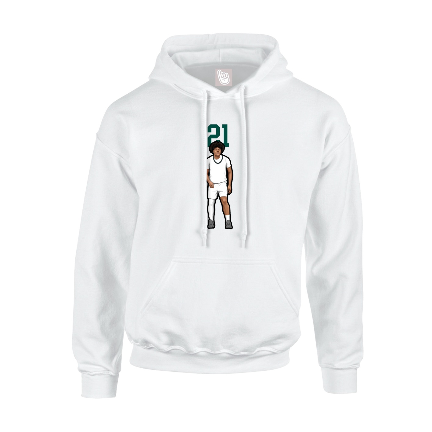 Youth Hoodie — Number Top in White