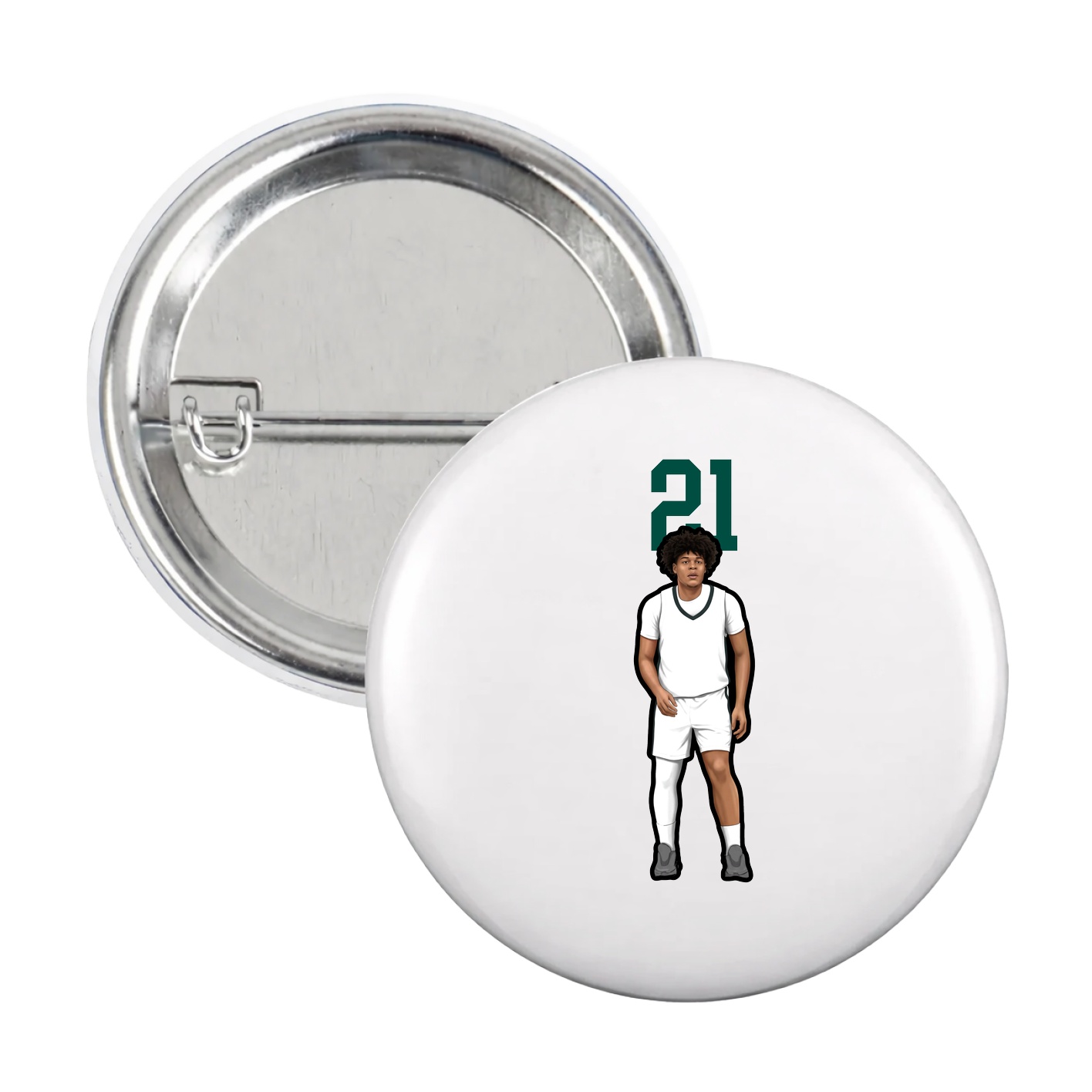 Game Day Button — Number Top in White
