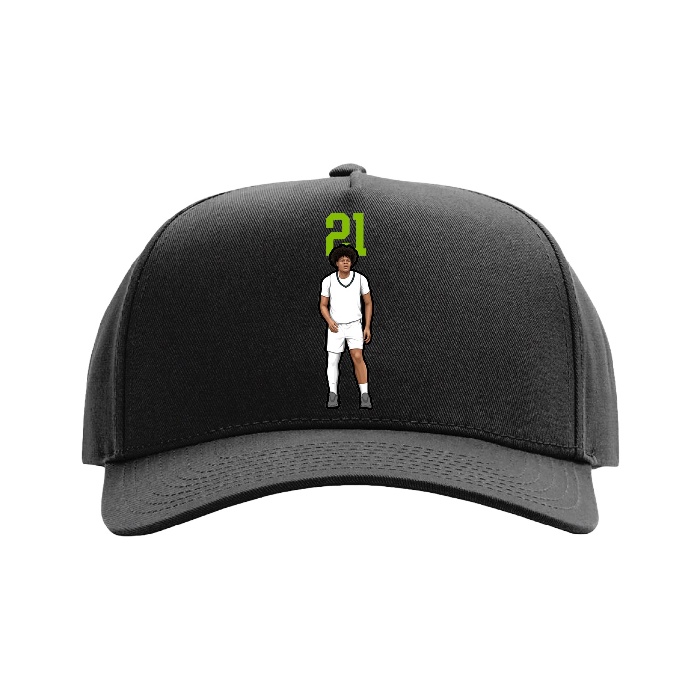 Full Fabric Five-Panel Champ Cap — Number Top in Black