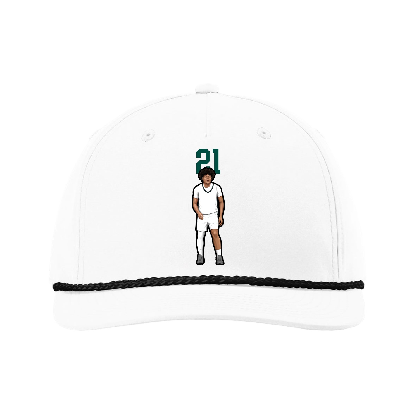 Five-Panel Classic Rope Cap — Number Top in White