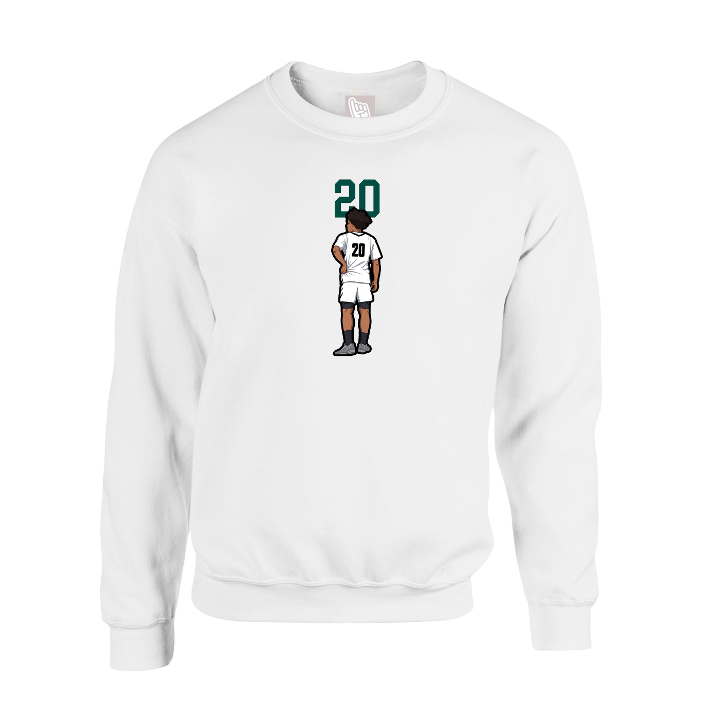 Fleece Crew — Number Top in White