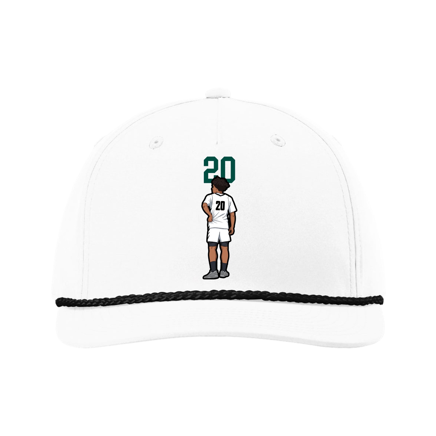 Five-Panel Classic Rope Cap — Number Top in White