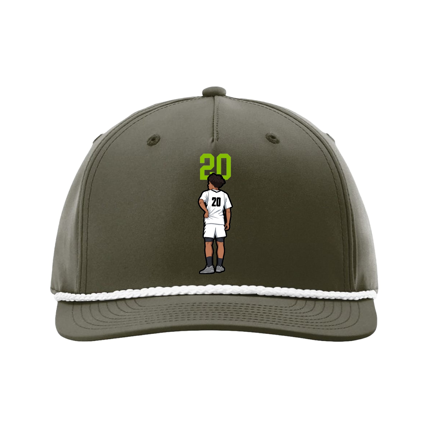 Five-Panel Classic Rope Cap — Number Top in Green
