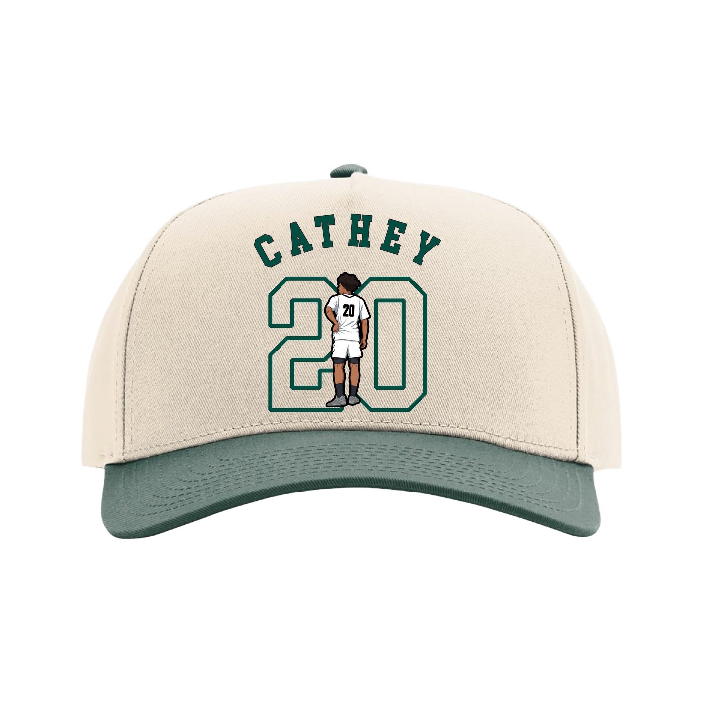 Full Fabric Five-Panel Champ Cap — Shirsey Arch in Cream/Green