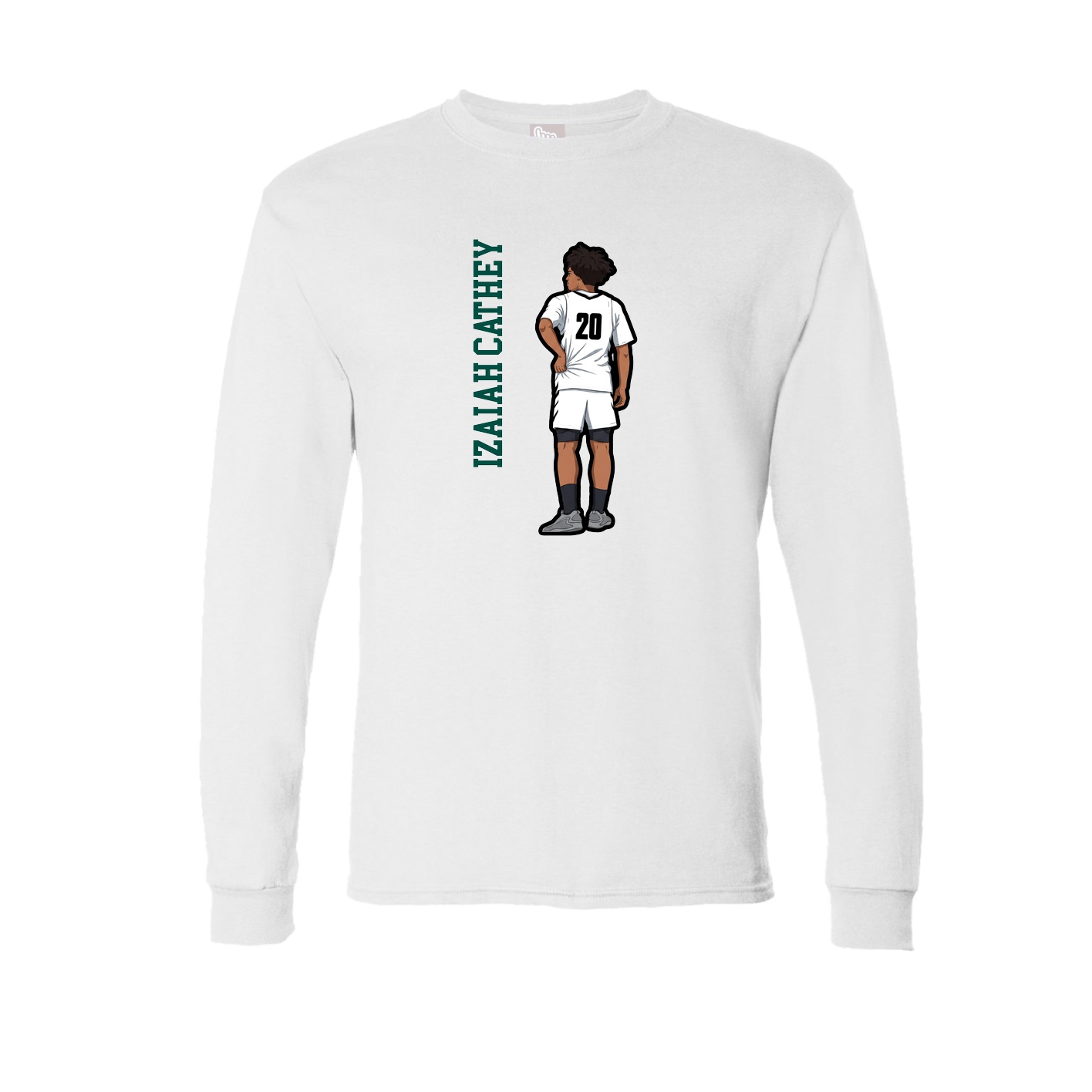 Long Sleeve Tee — Name Vertical in White