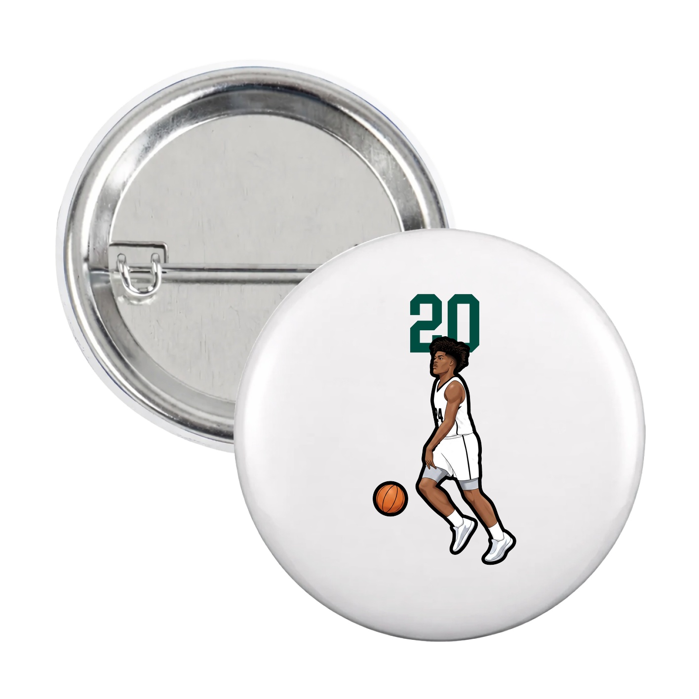 Game Day Button — Number Top in White