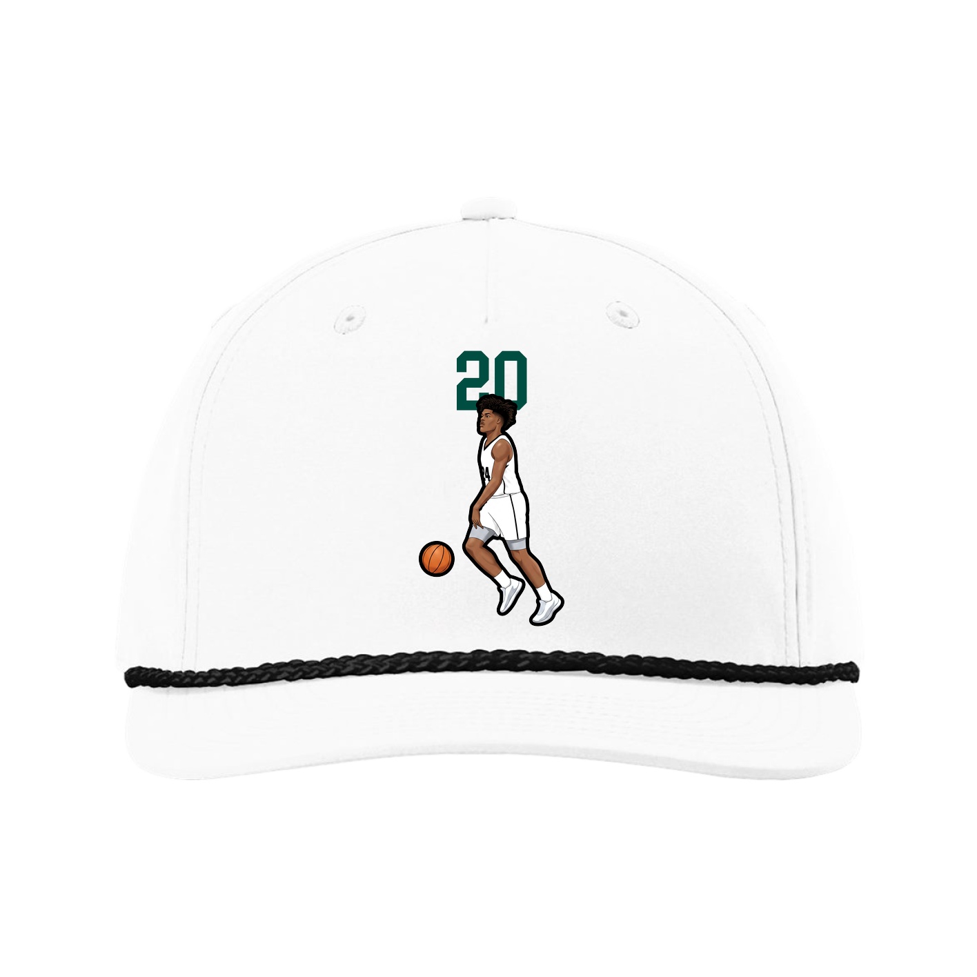 Five-Panel Classic Rope Cap — Number Top in White