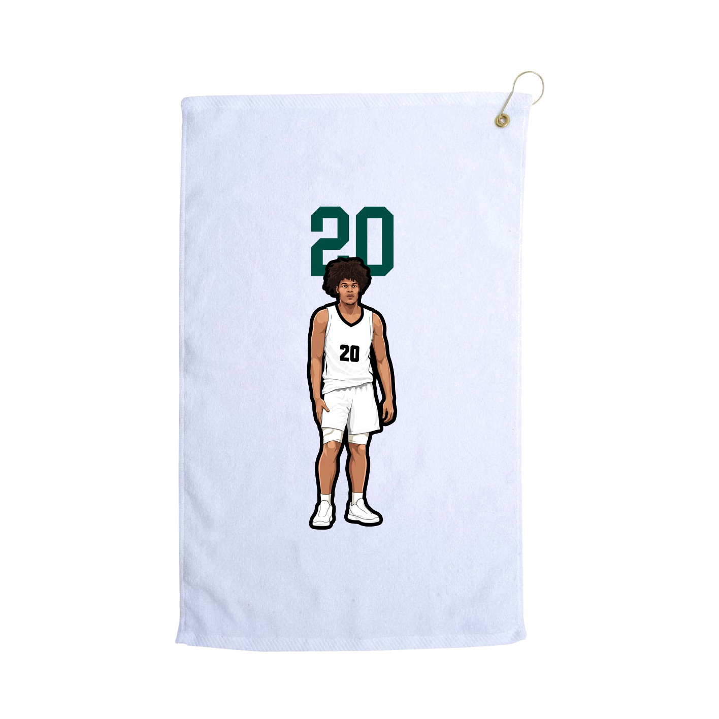 Golf Towel — Number Top in White