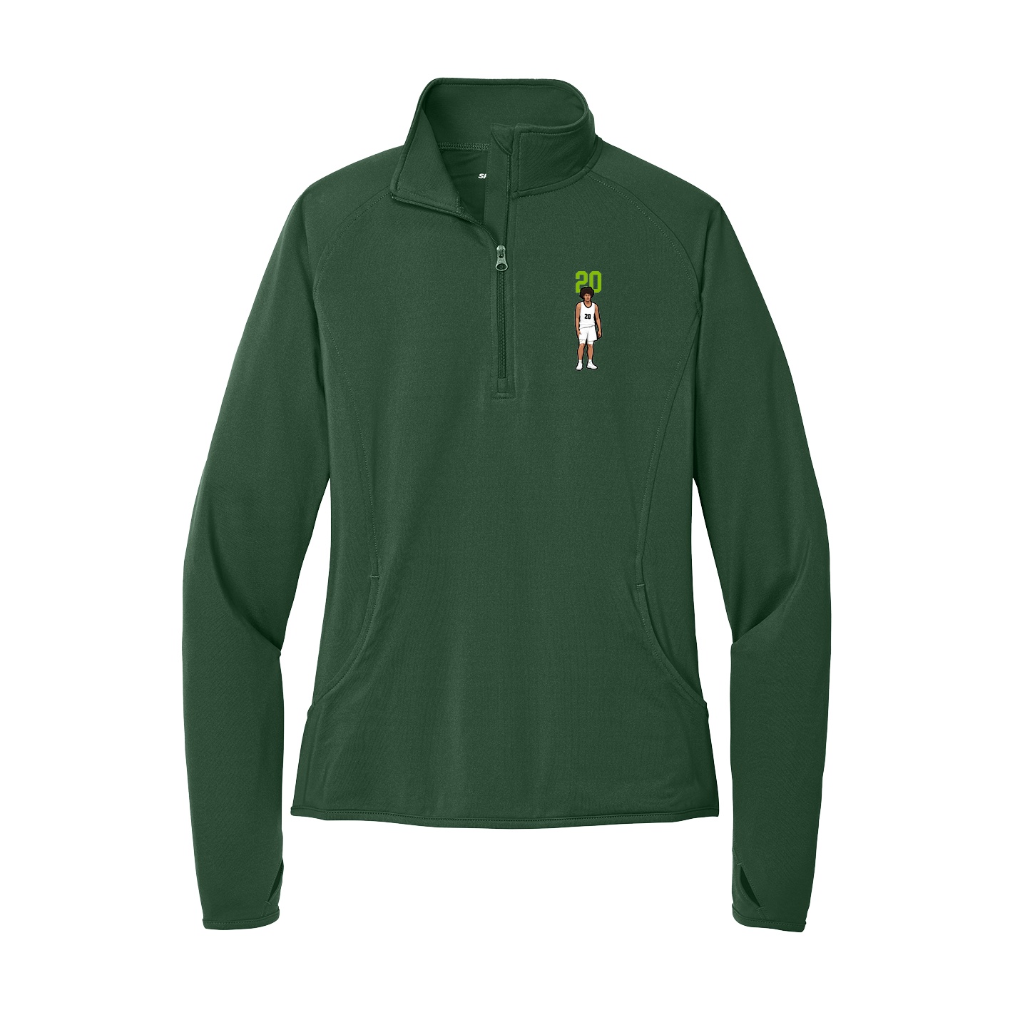 Women's Q-Zip Pullover — Number Top in Green